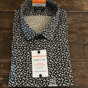 Van Heusen Men's Navy Floral Button Down Shirt